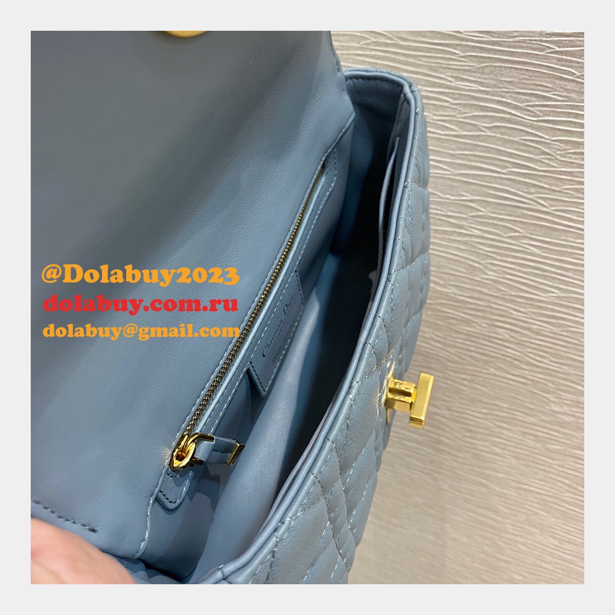 High Quality Dior Caro 20cm replica blue bags
