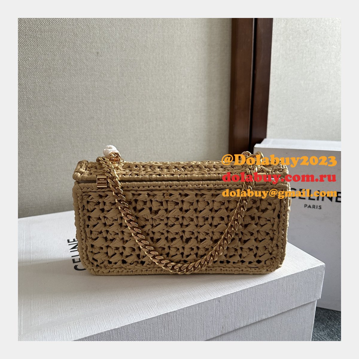 Celine Plein Soleil IN RAFFIA EFFECT TEXTILE SHOULDER BAG