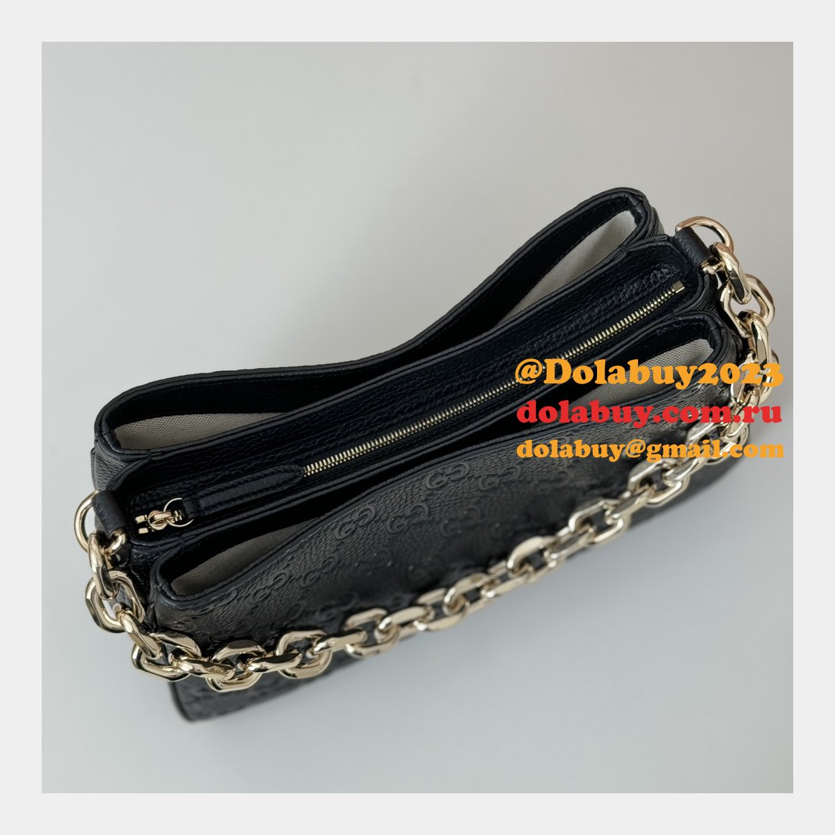 G*u*i designer copy gg emblem small shoulder chain 815263 black bag