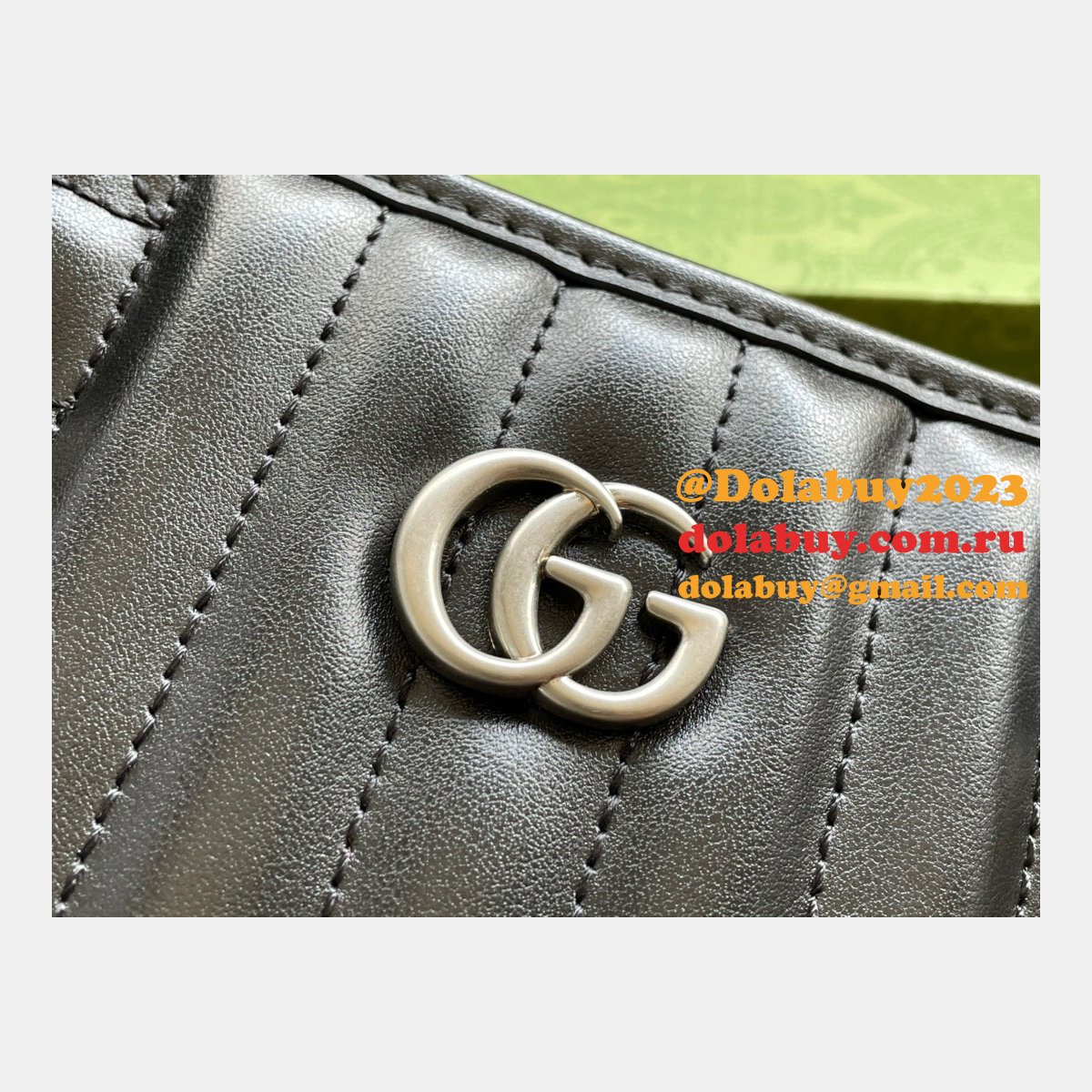 high quality G*u*i replica 681483 black small gg marmont tote bag