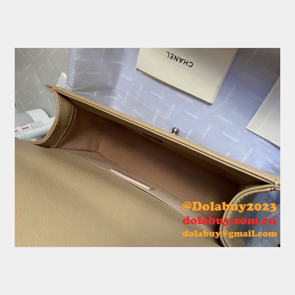 Buy top Replica CC V Le Boy Handbag caviar leather 25cm