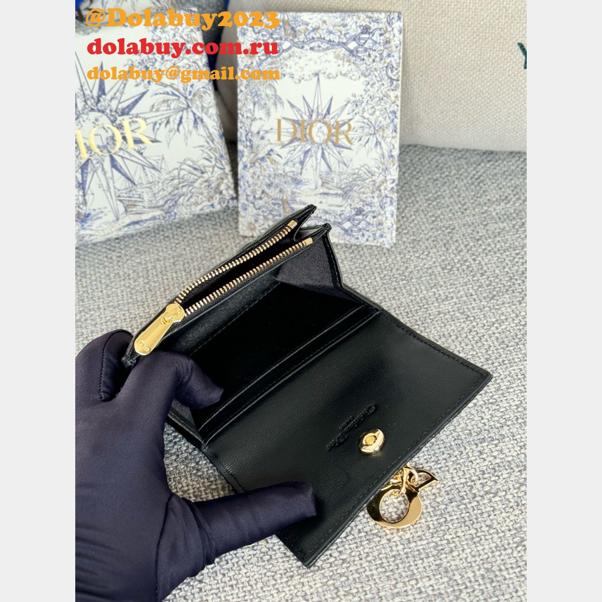 Wholesale Dior Lady Lamb Skin Wallet Inspired