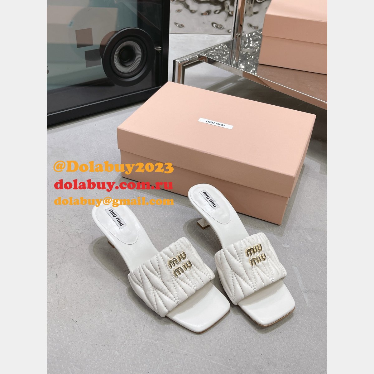 Perfect Luxury Replica Miu Miu high heel slippers Shoes