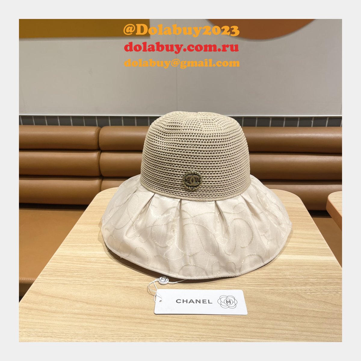 AAA+ CC Replica Big brim Camellia straw hat