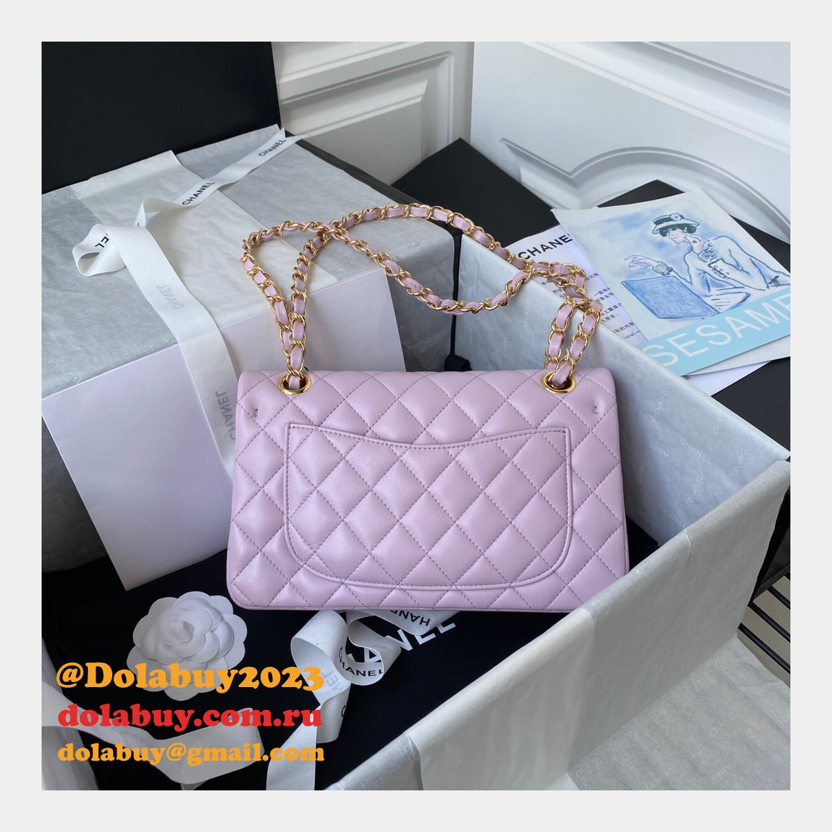 High Quality Replica Lambskin Classic Flap CF 23cm Bag