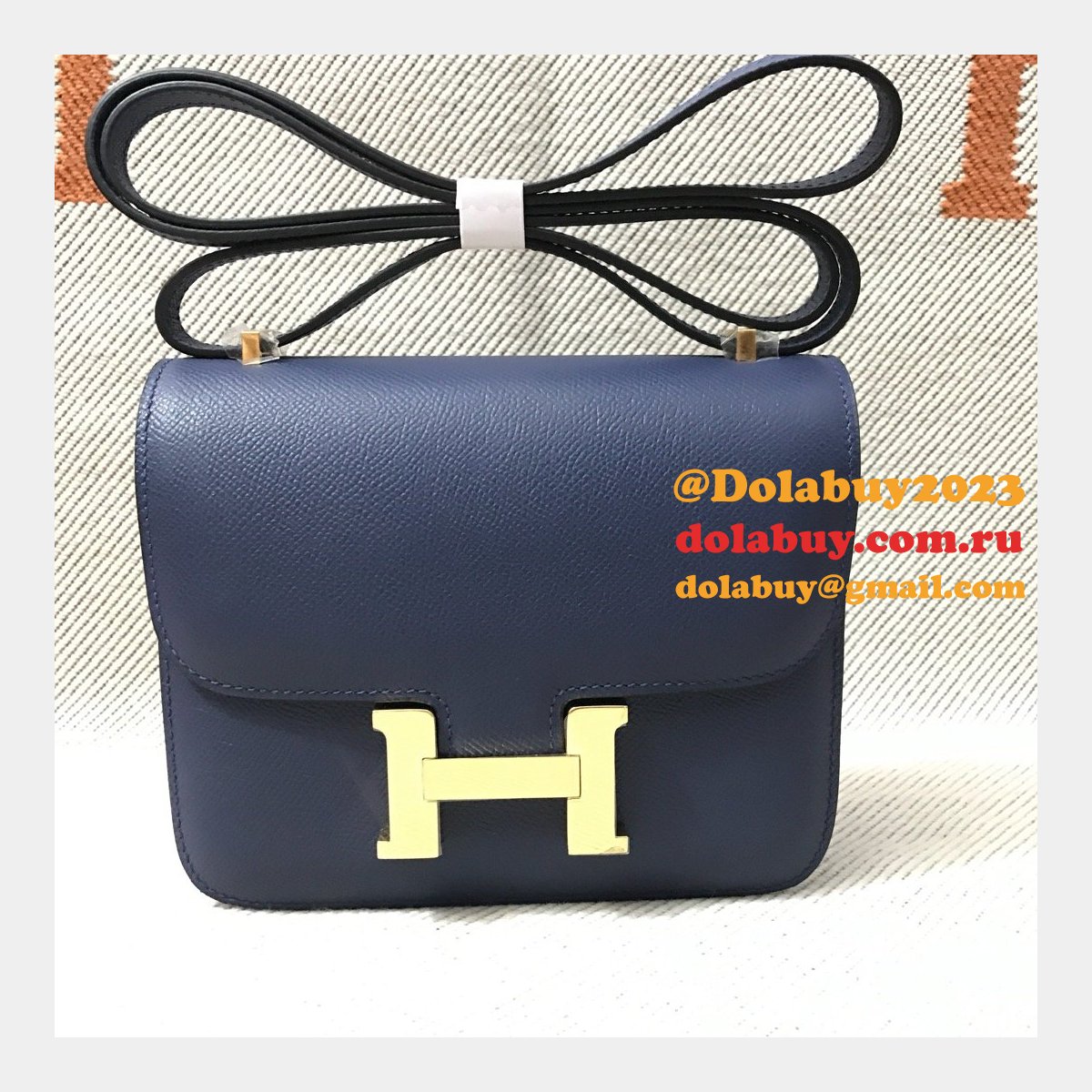 Hermes Constance Bag 18cm Epsom Leather dark blue
