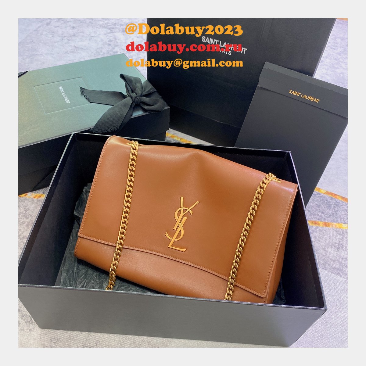 Fashion SAINT LAURENT KATE REVERSIBLE MEDIUM BAG 553804