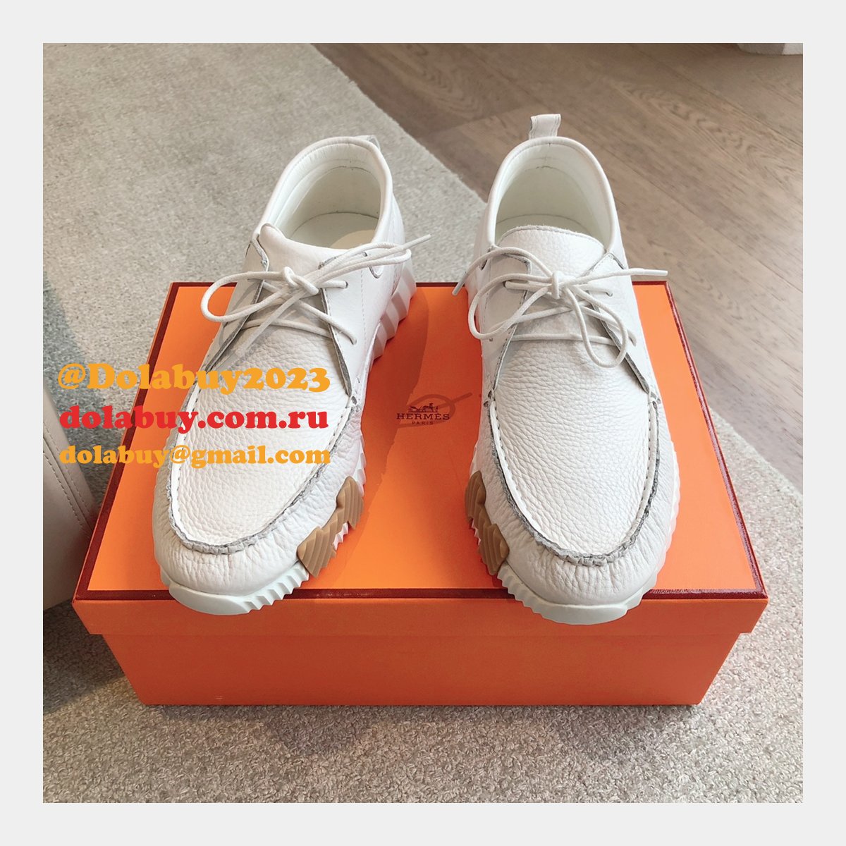 Top Quality hermes men Bouncing leather sneaker