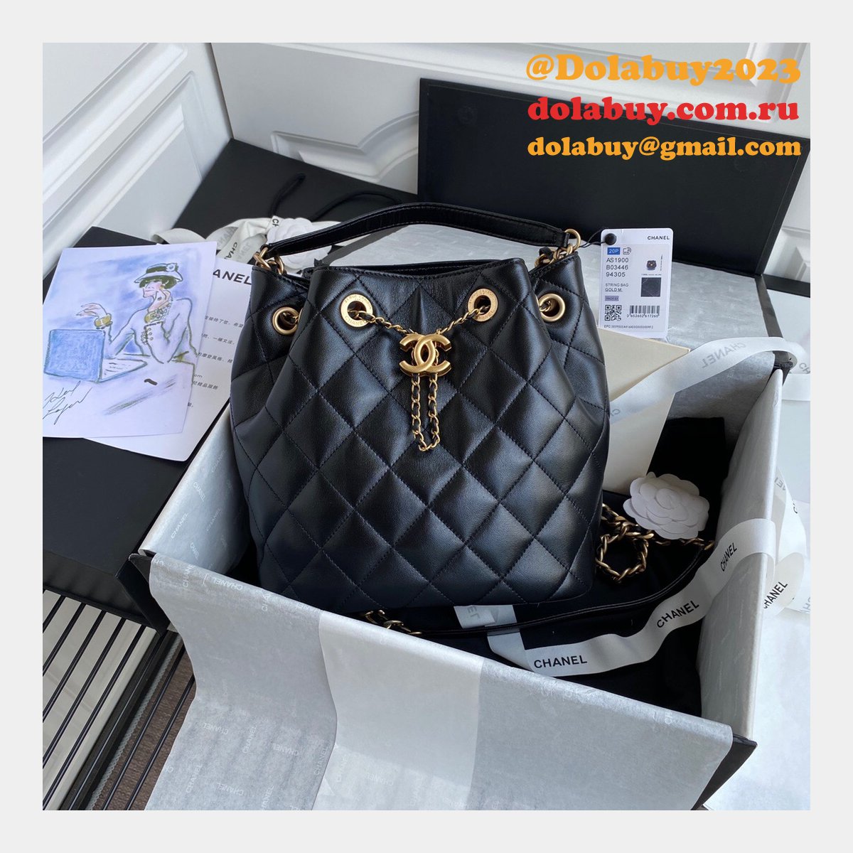 CC Top Quality vintage bucket Replica Black bag