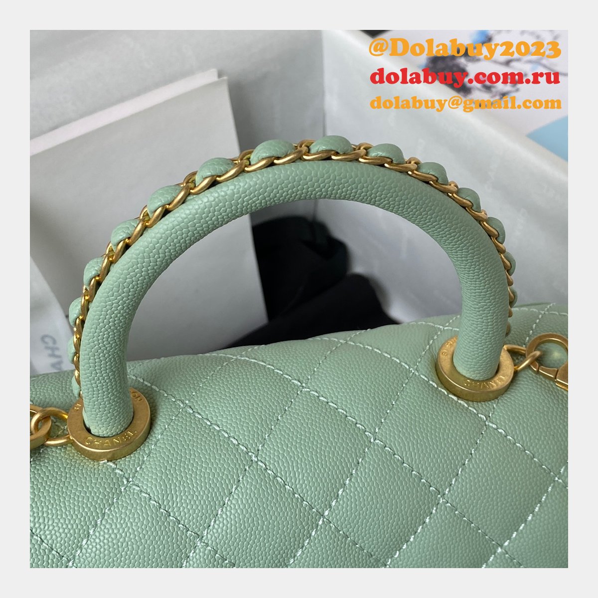 Wholesale Matelasse Top Handle A92990 Designer Bag Caviar 23cm