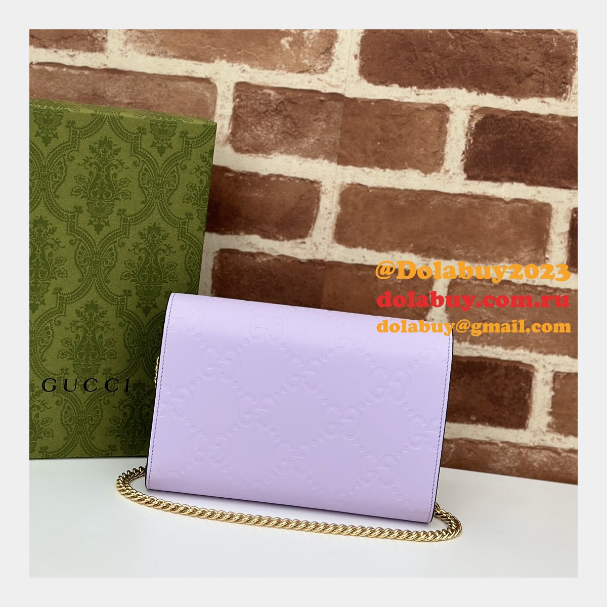 G*u*i copy gg leather chain wallet 1:1 mirror 781555 bag