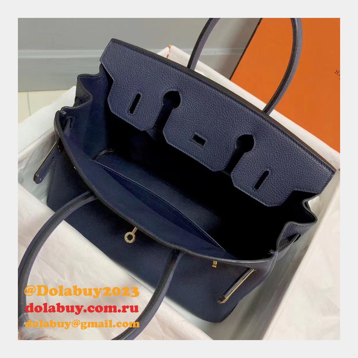 Hermes Birkin 35cm Togo leather Handbags Dark Blue