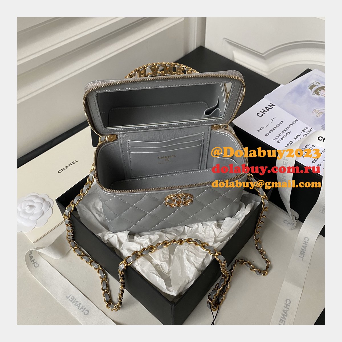 Knockoff Casual Style Vanity AP3663 2Way Chain Plain Party Bags