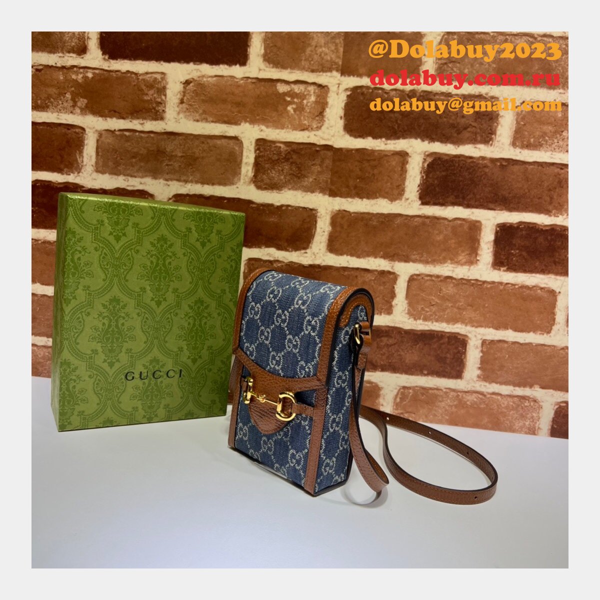 top quality G*u*i horsebit 1955 mini blue and ivory 625615 gg replcias bag