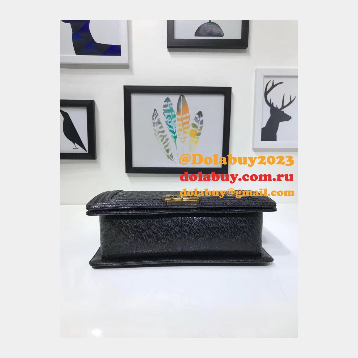 Top Quality CC Le Boy Cheap Mall Black Bags Caviar 28cm