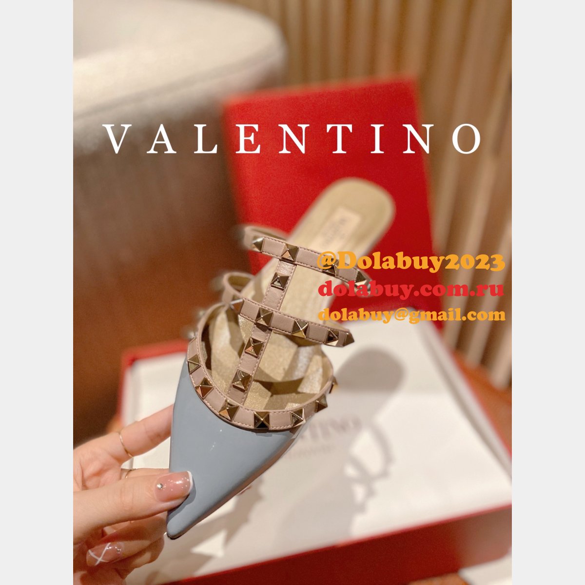 Wholesale ROCKSTUD PATENT-LEATHER MULE