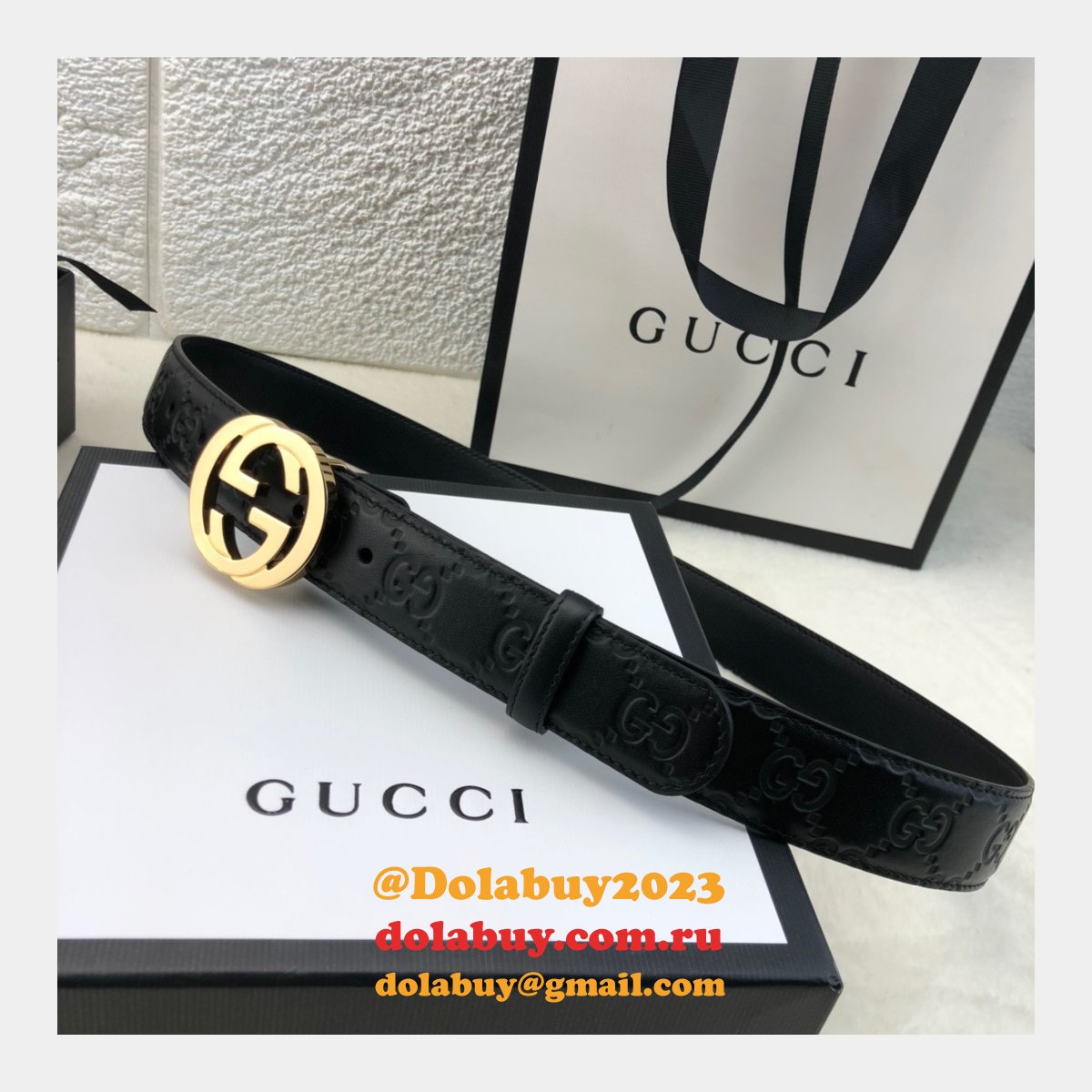 copy G*u*i perfect leather 7 star 3.0cm belts black