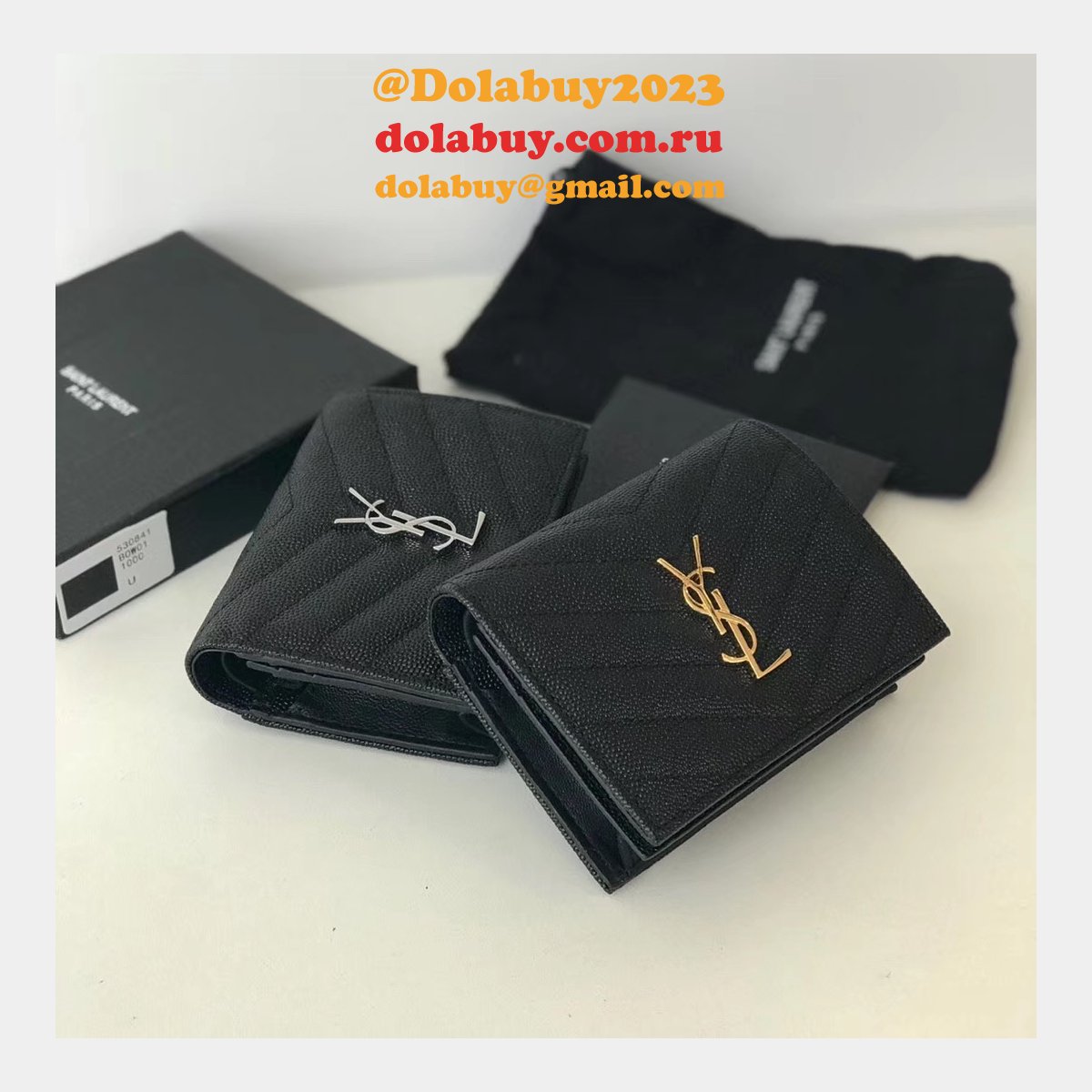 Fake YSL Saint Laurent Short MONOGRAM 459738 Black Wallet