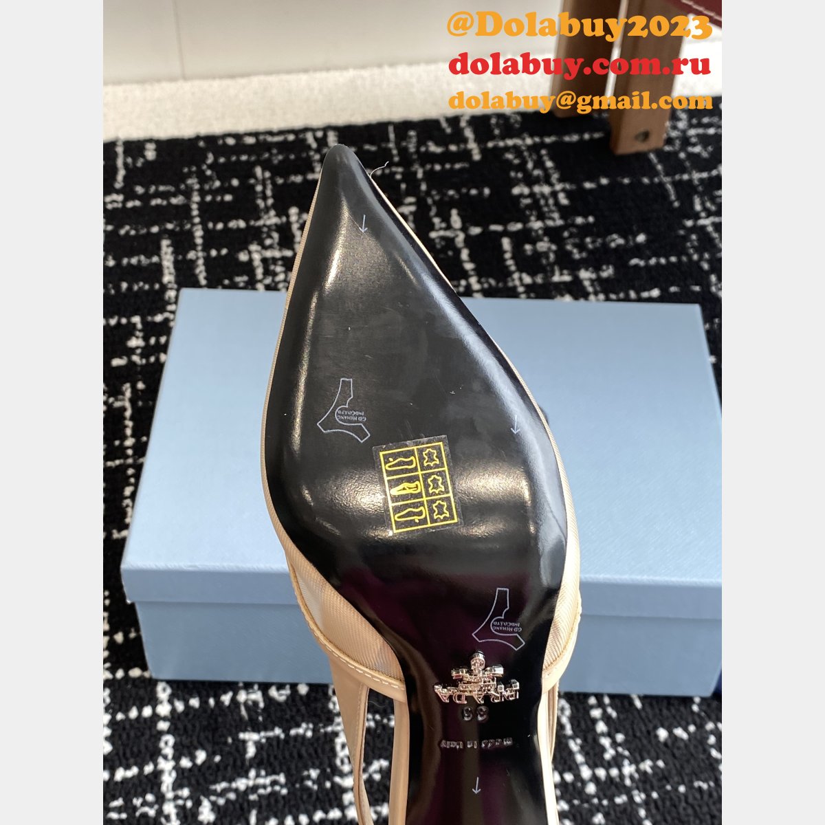 Prada 1:1 Mirror Mesh Fabric Slingback Pumps
