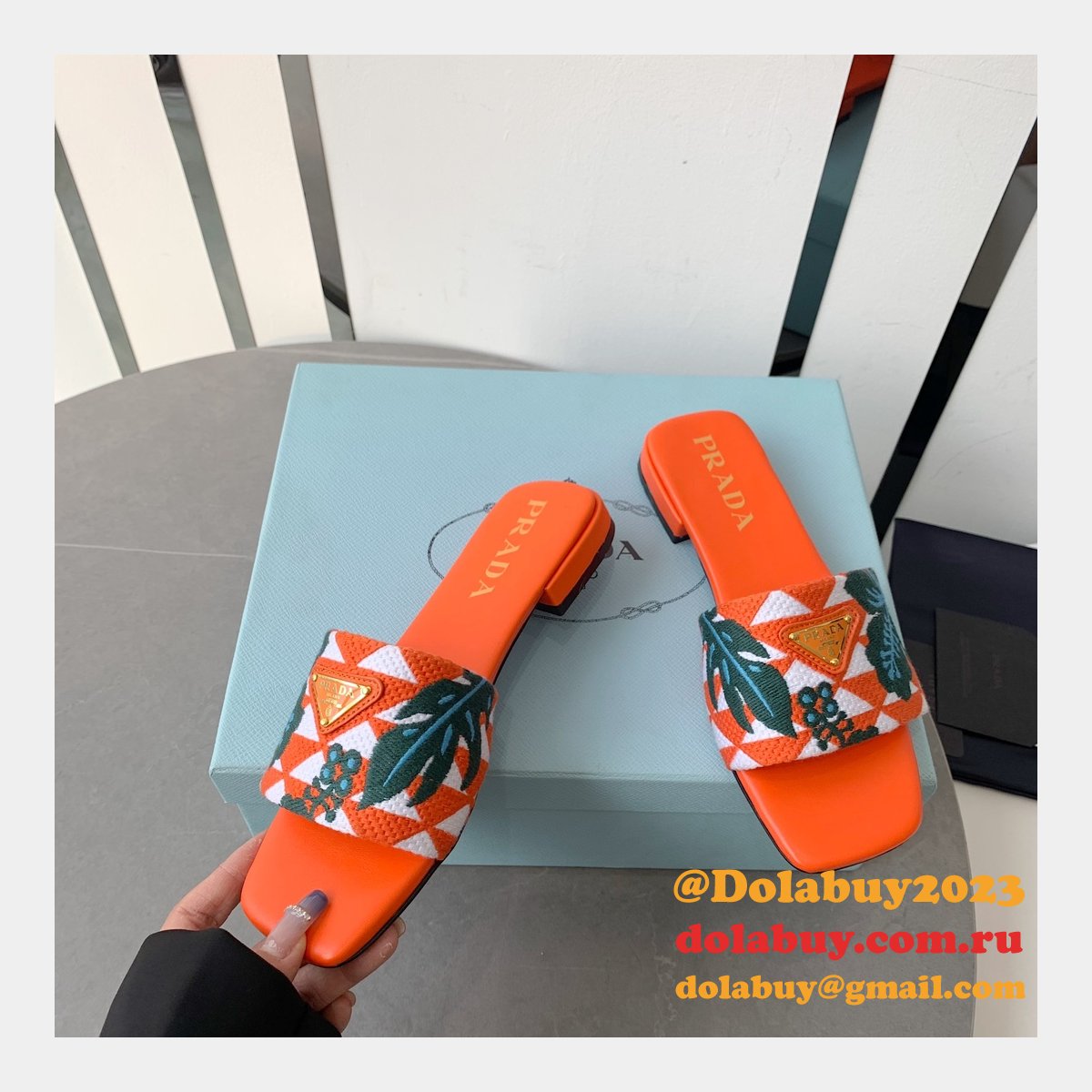 Cheap High End Fake Prada Braided Flower Embroidered Flats Shoes