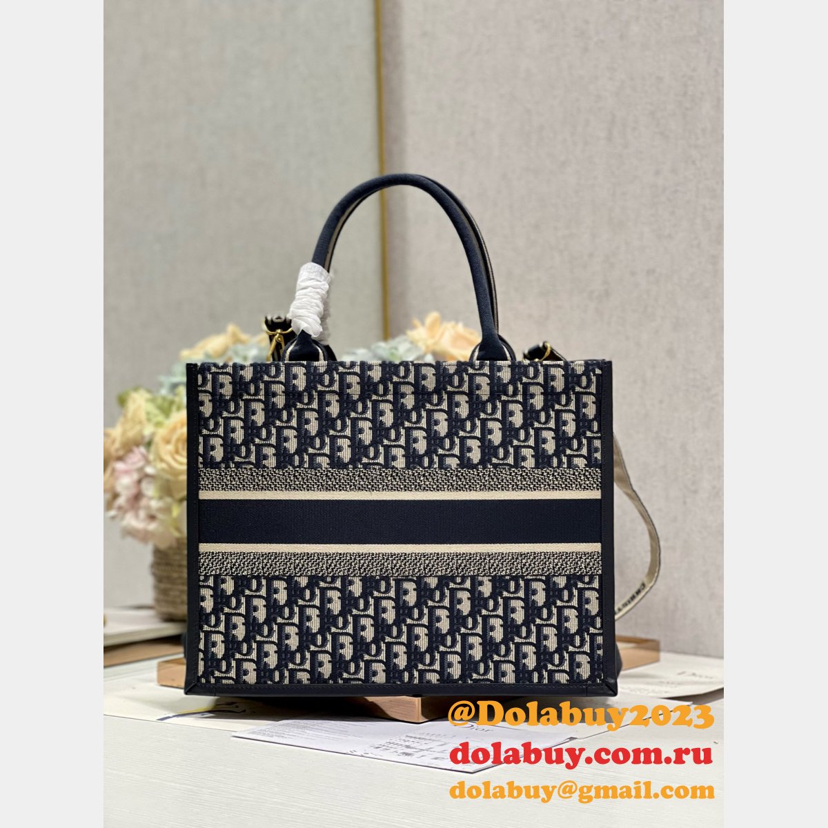 Shop D-Stripes 1286 Bayadere Dior Book Tote Replica Bags