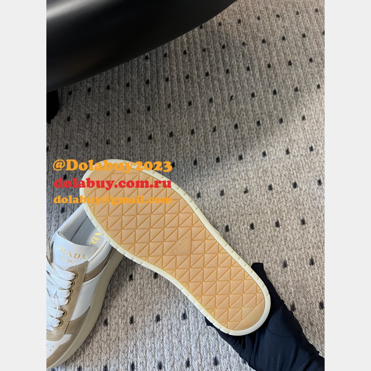 Prada Downtown Bold Nappa Leather And Suede Sneakers