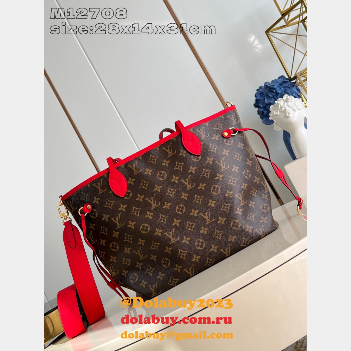 The Best Quality Louis Vuitton Neverfull M12708 Red Replica Bags