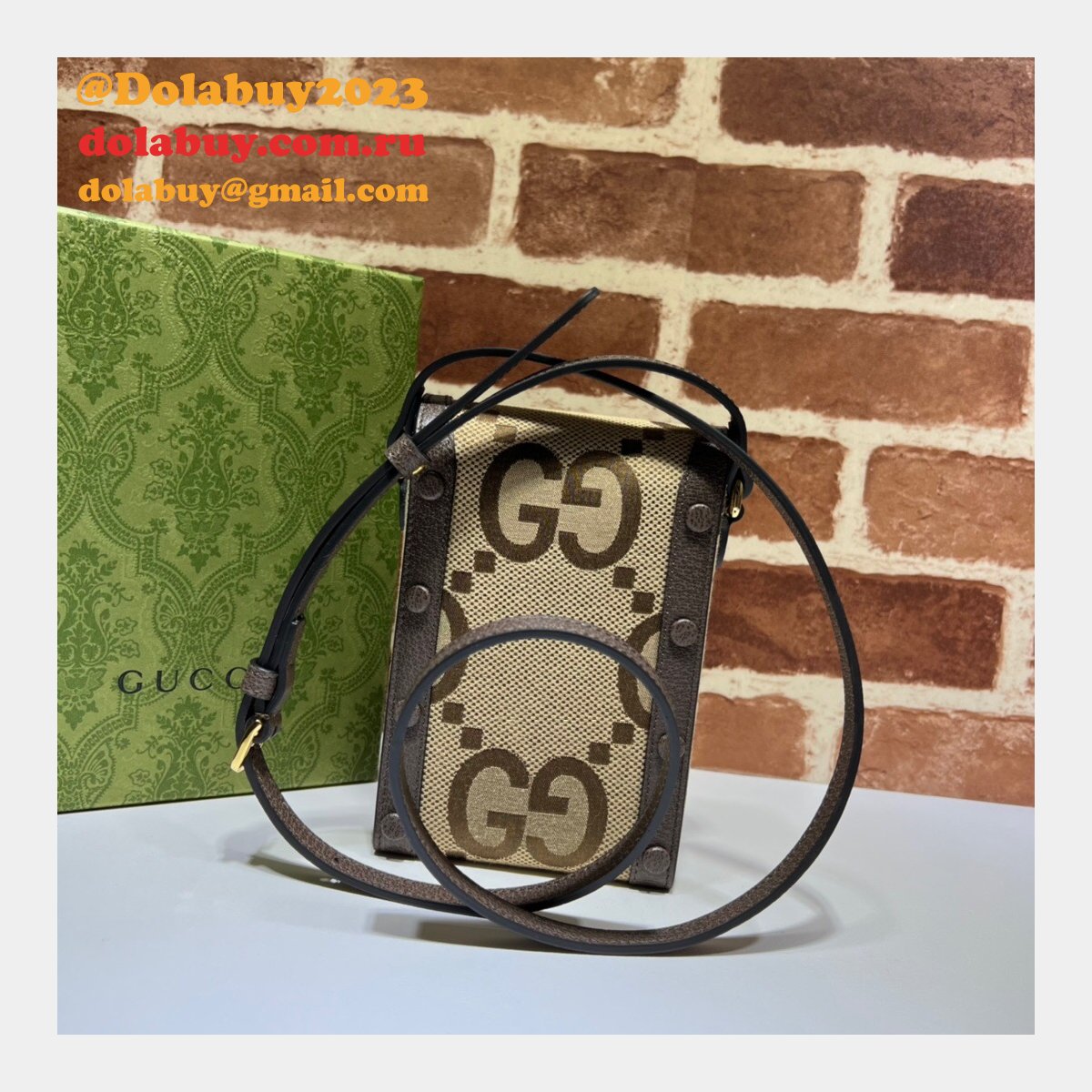 copy G*u*i top quality 625615 horsebit 1955 jumbo bag in gg supreme canvas