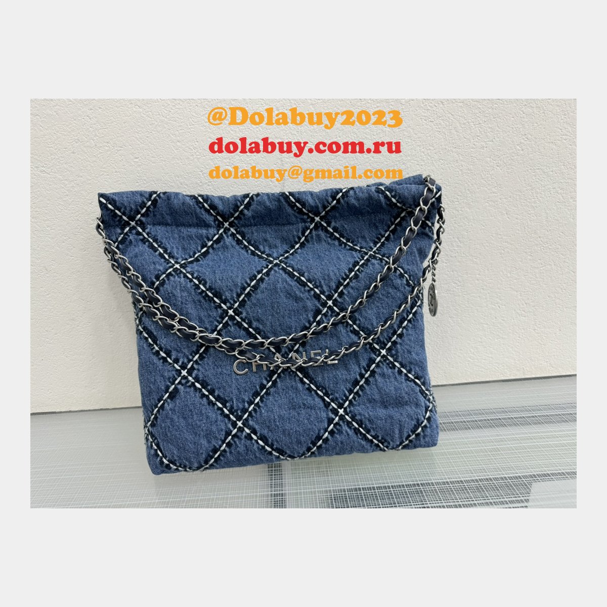 Top Quality CHANEL 22 denim bag AS3260