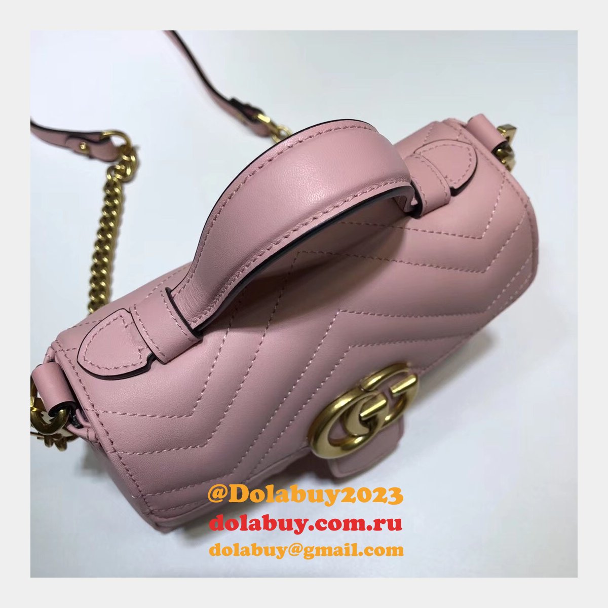 cheap 547260 G*u*i chevron leather gg marmont mini top handle