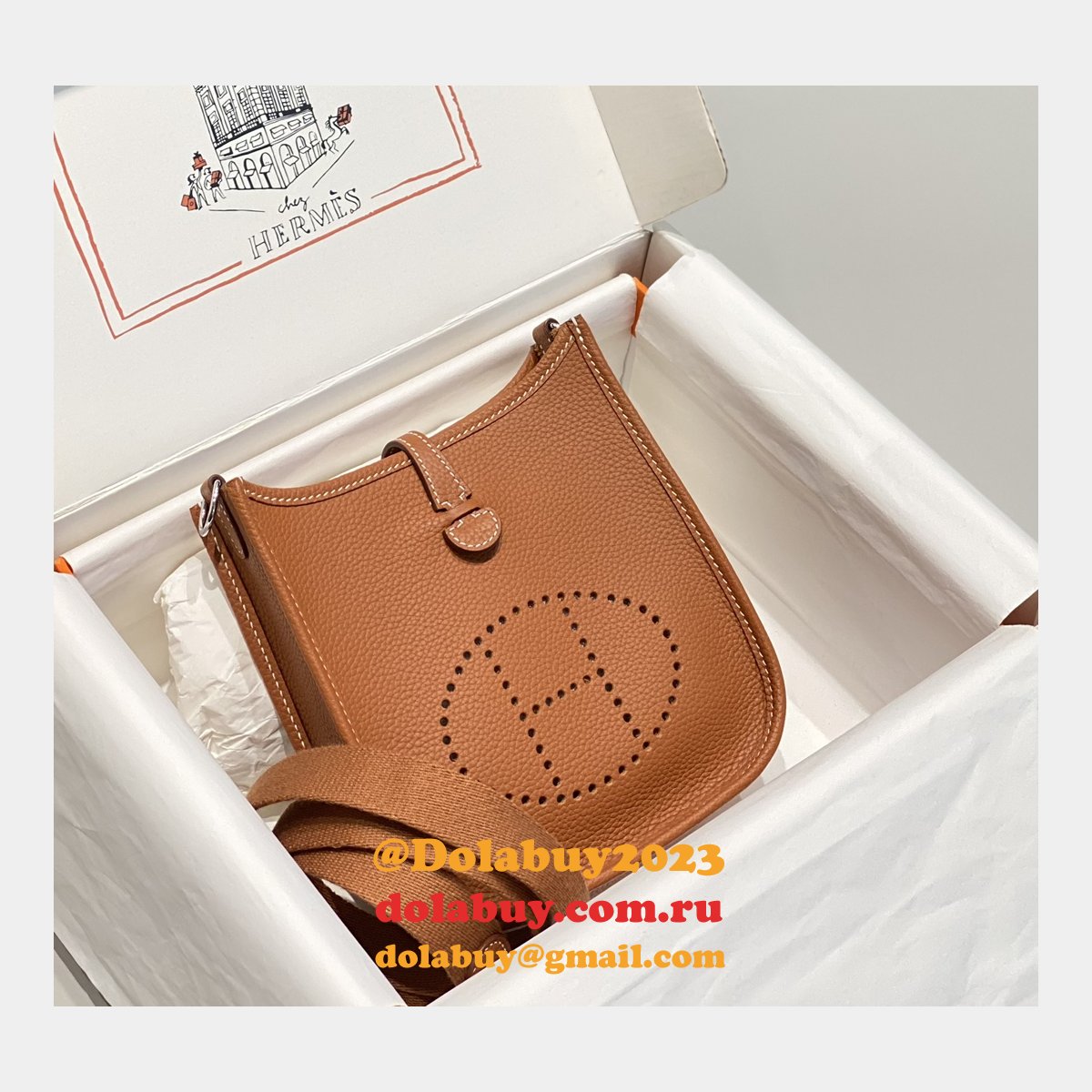 Replica Hermes Evelyne III TPM Mini Camel Bags