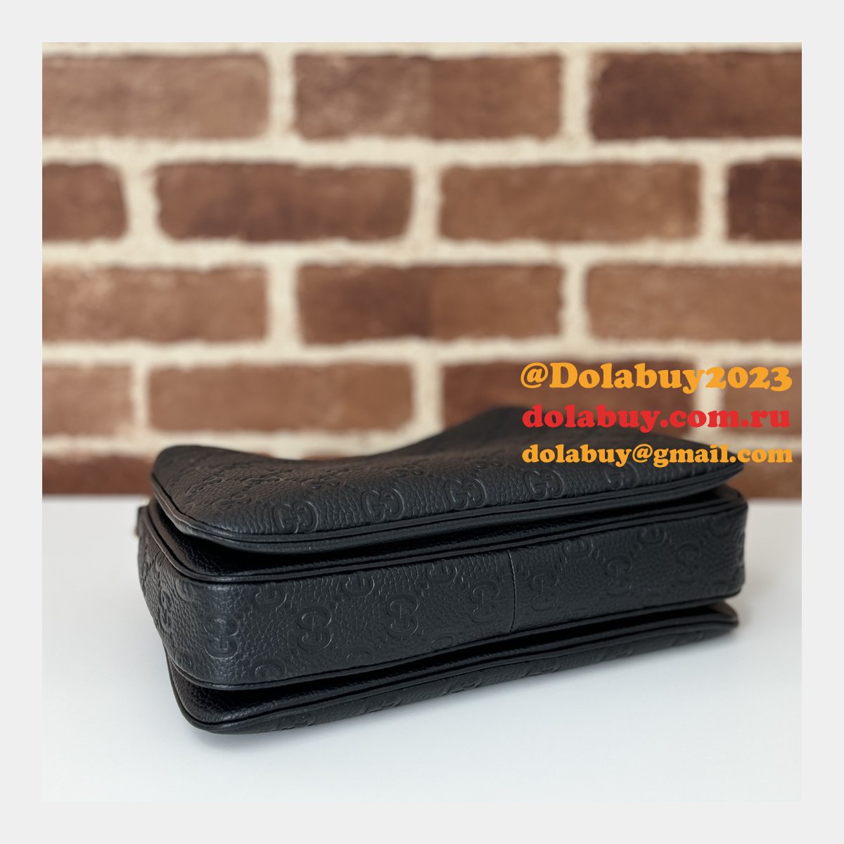 G*u*i designer copy gg emblem small shoulder chain 815263 black bag