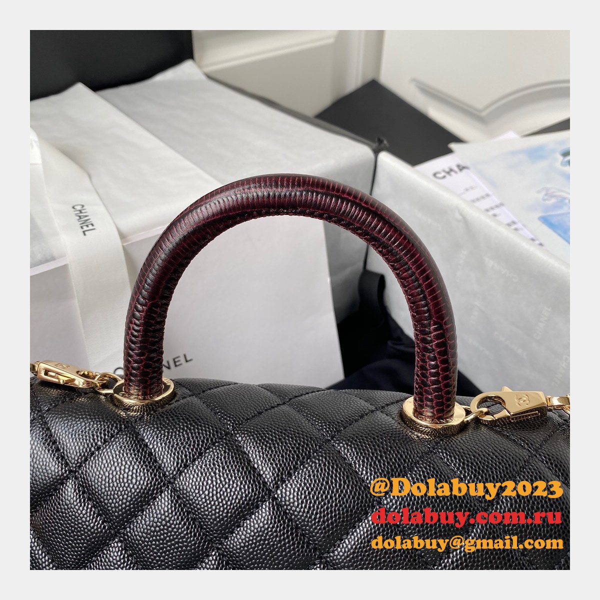 AAA+ CC Grained caviar leather bag A92990 23cm