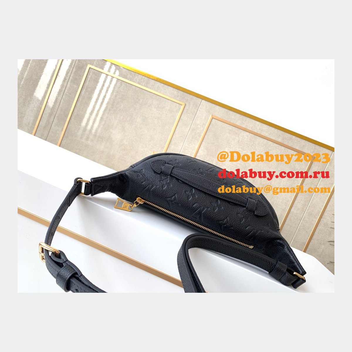 Louis Vuitton Replica Monogram Empreinte Bumbag M44812 Black/Cream