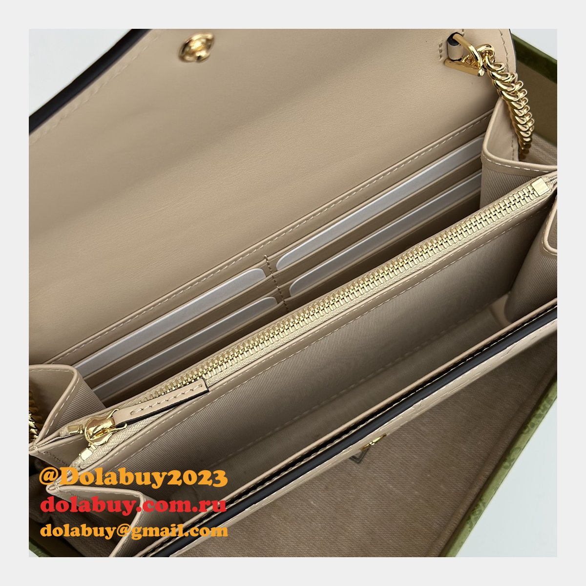 G*u*i copy gg leather chain wallet 1:1 mirror 781555 bag