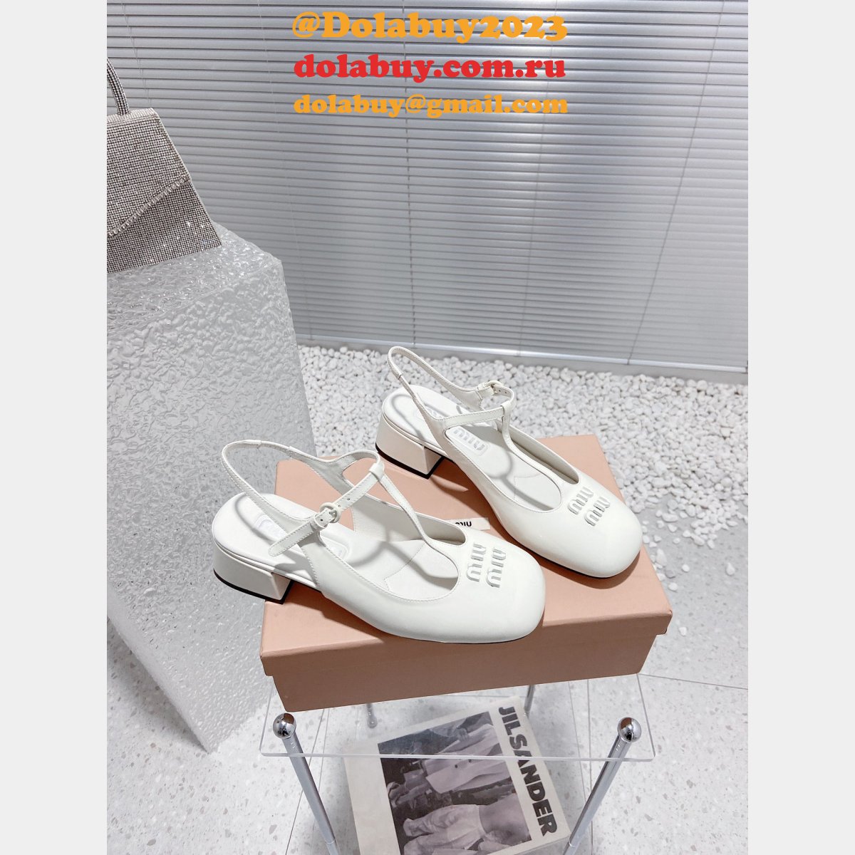 Miumiu Duplicate T Block Heel Mary Jane Copy Sandals