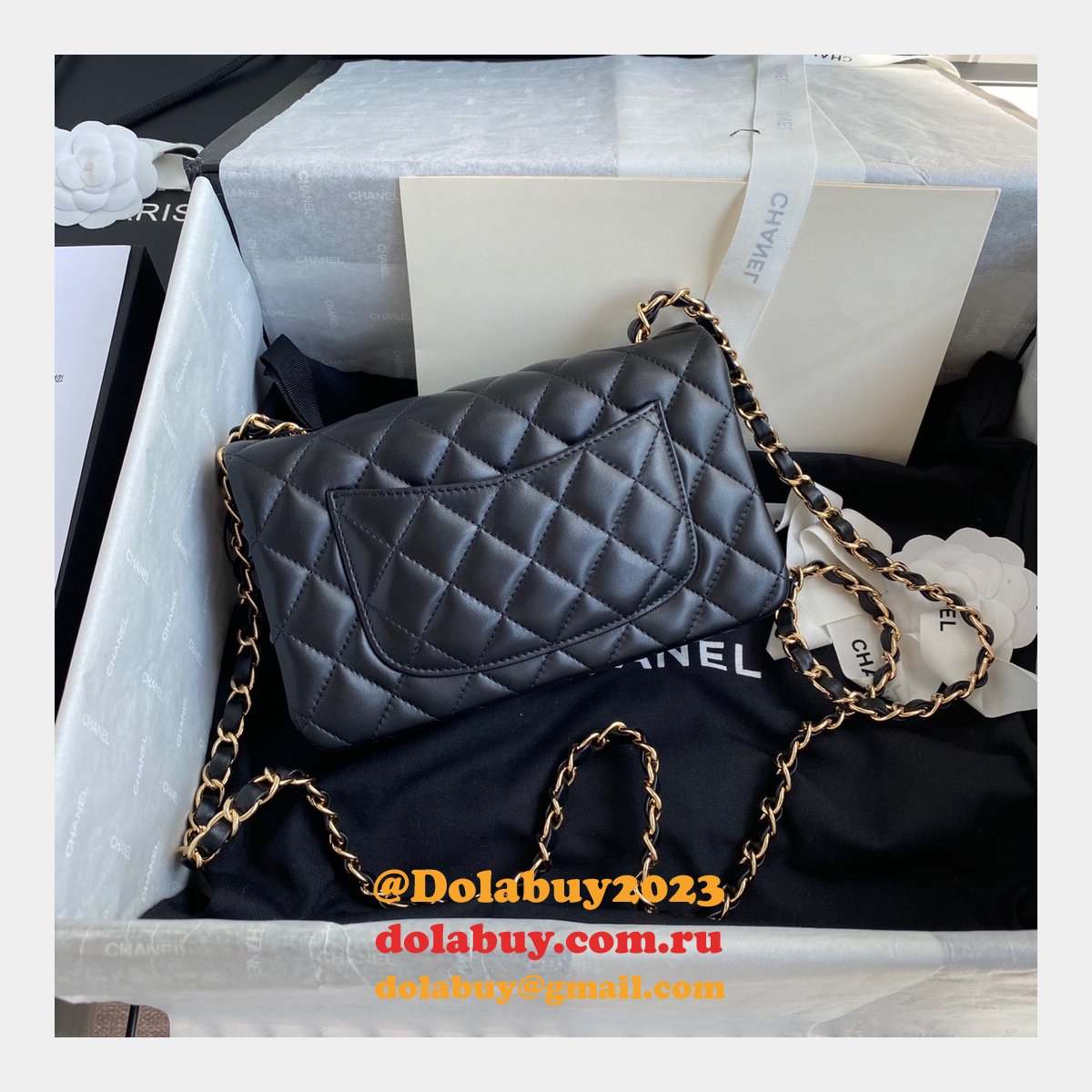 2020 Luxury CC CF 20CM Flap Lambskin Classic Black Bags