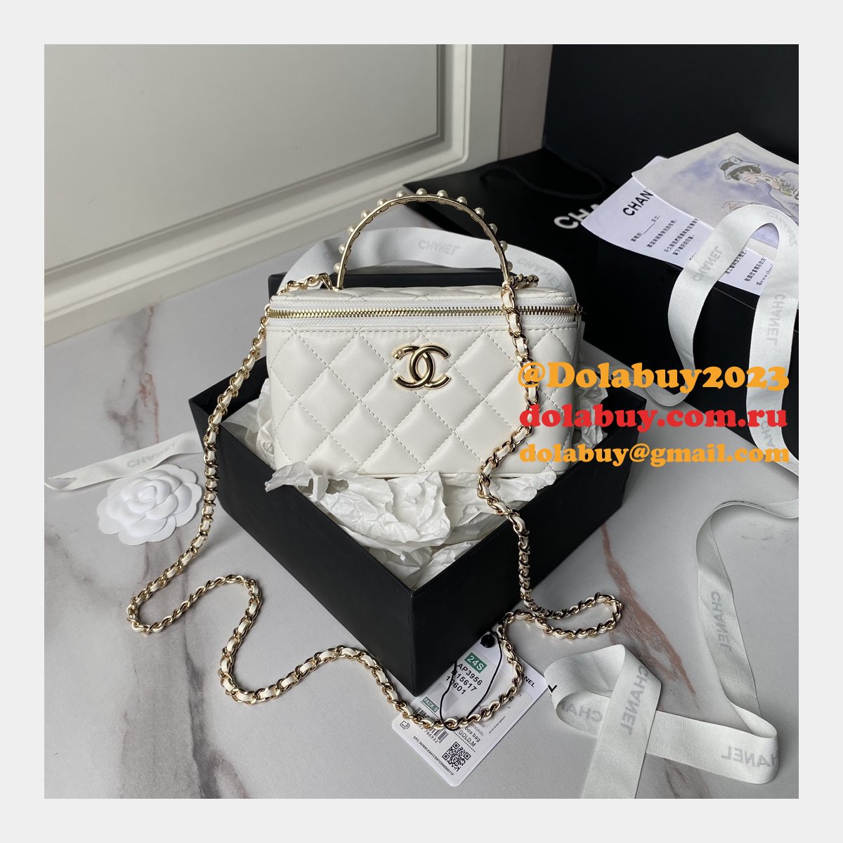 Best AP3956 Vanity Shoulder 1:1 Mirror Luxury Fake Bags