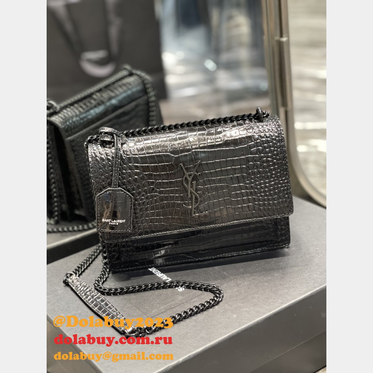 Designer YSL SUNSET BAG 22CM 422906 CROCO