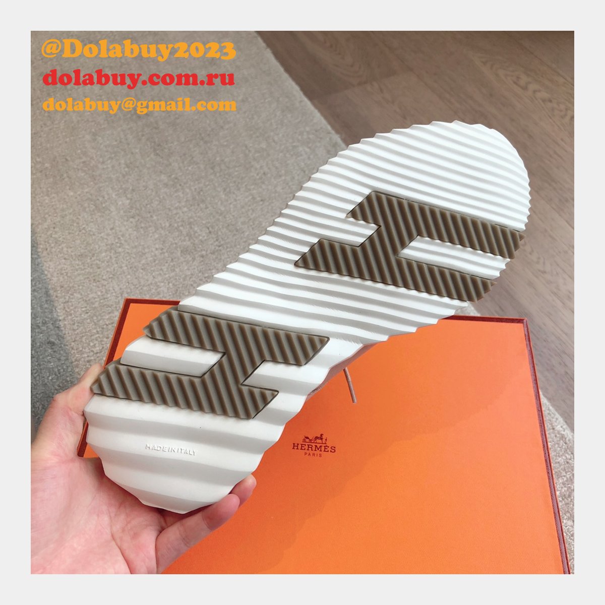 Top Quality hermes men Bouncing leather sneaker