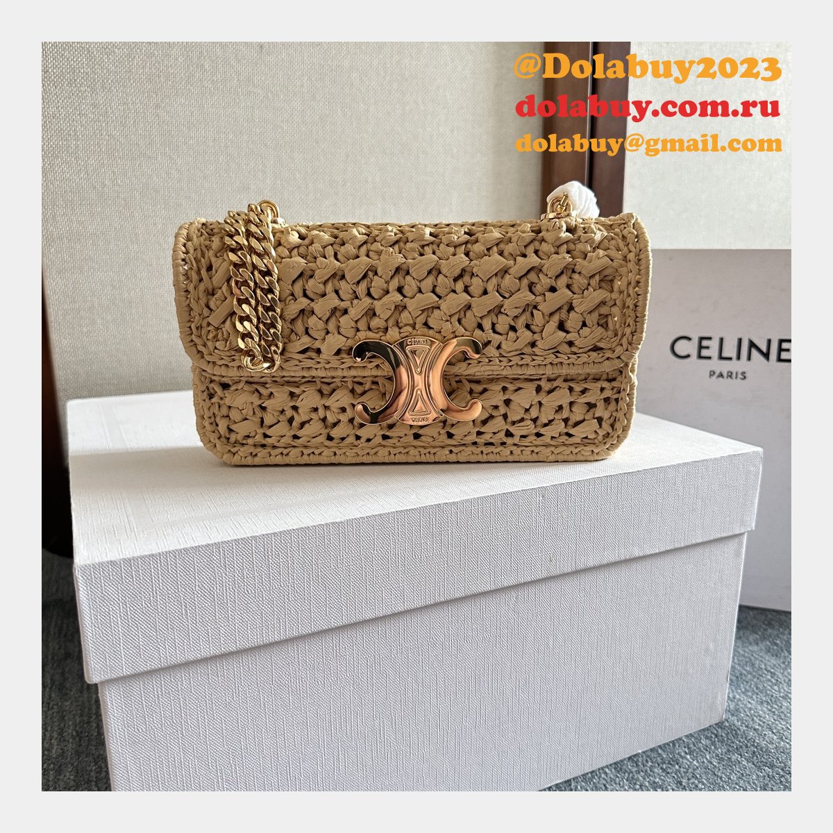 Celine Plein Soleil IN RAFFIA EFFECT TEXTILE SHOULDER BAG