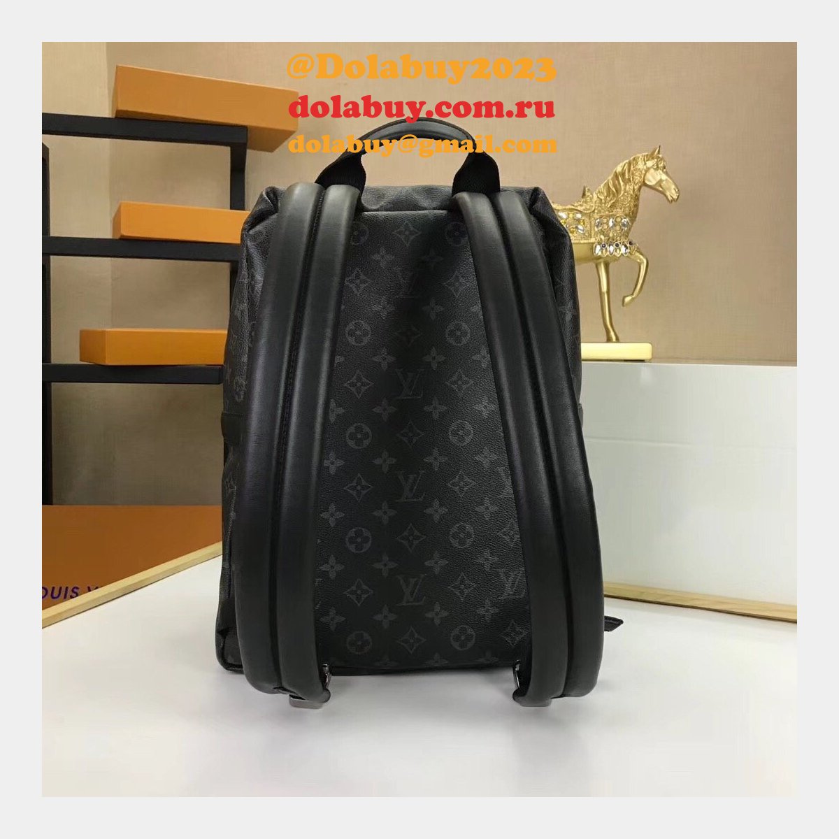 Louis Vuitton Replica M43186 Apollo Backpack Monogram Eclipse