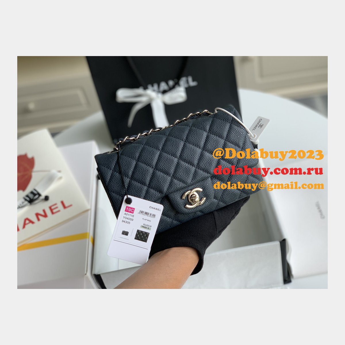 Cheap CC Caviar Leather Flap Bag 1116 20CM