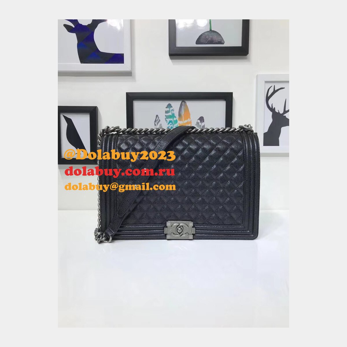 AAA+ Le Boy large Best Black Bags Caviar 30cm