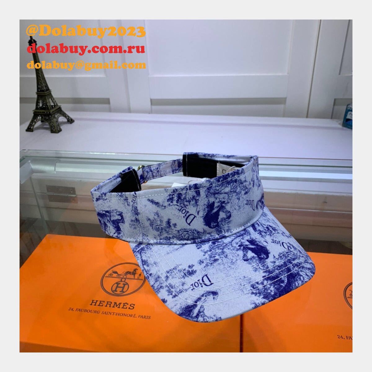 High Quality Christian Dior Blue and white porcelain hats