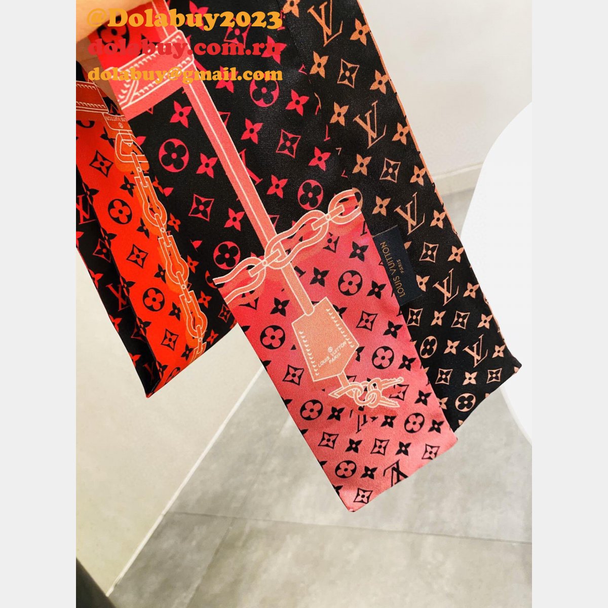 UK louis vuitton Double silk Ribbon Straps bow tie streamers