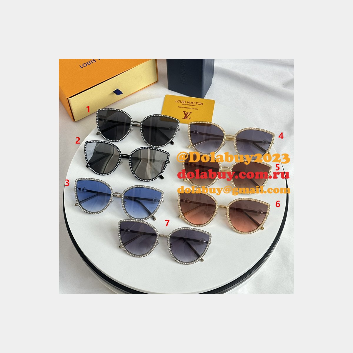 Luxury Replica Pearl Cat Eye Sunglasses Sale