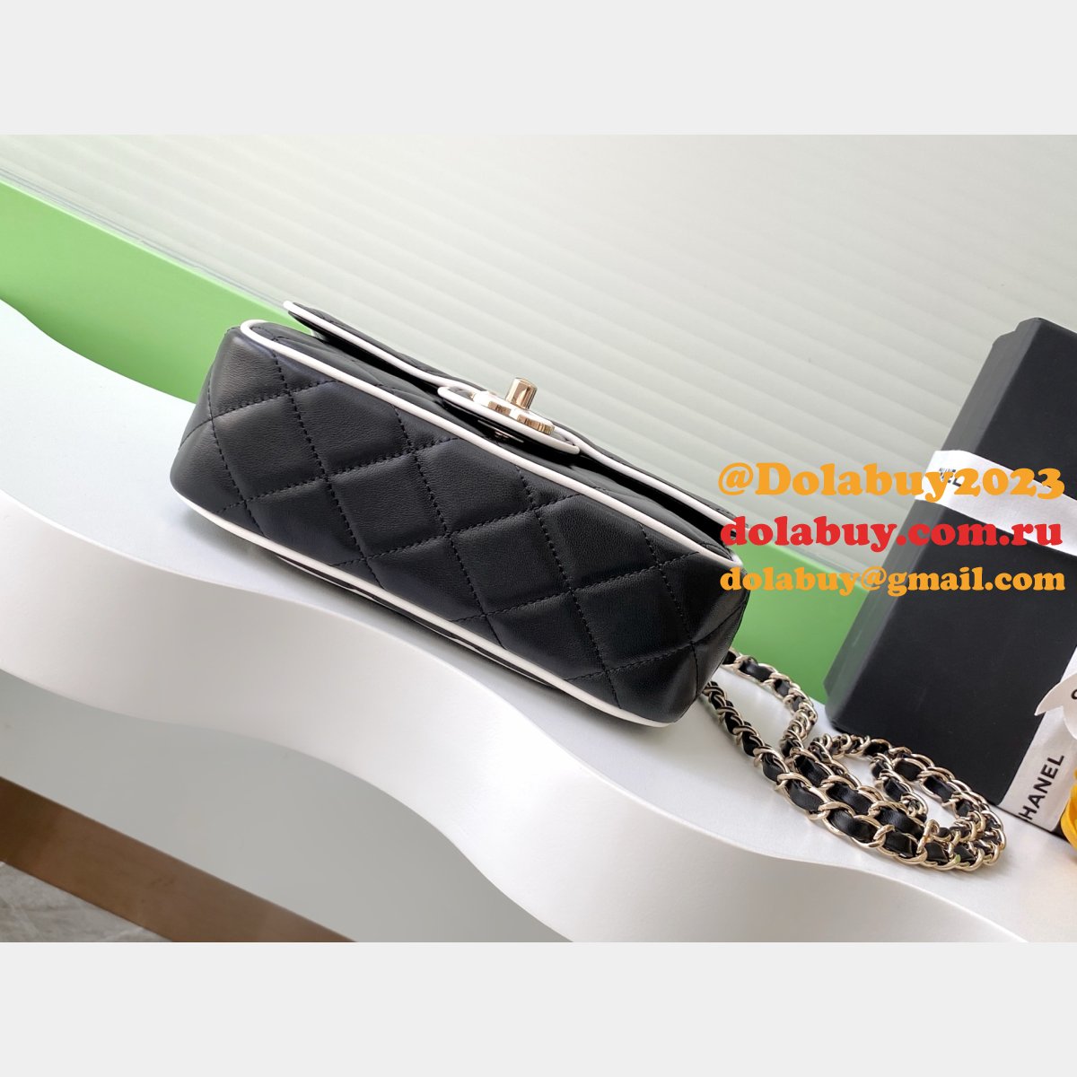 Fake 7 Star Mini Lambskin Flap Quality AS5151 Black Bag