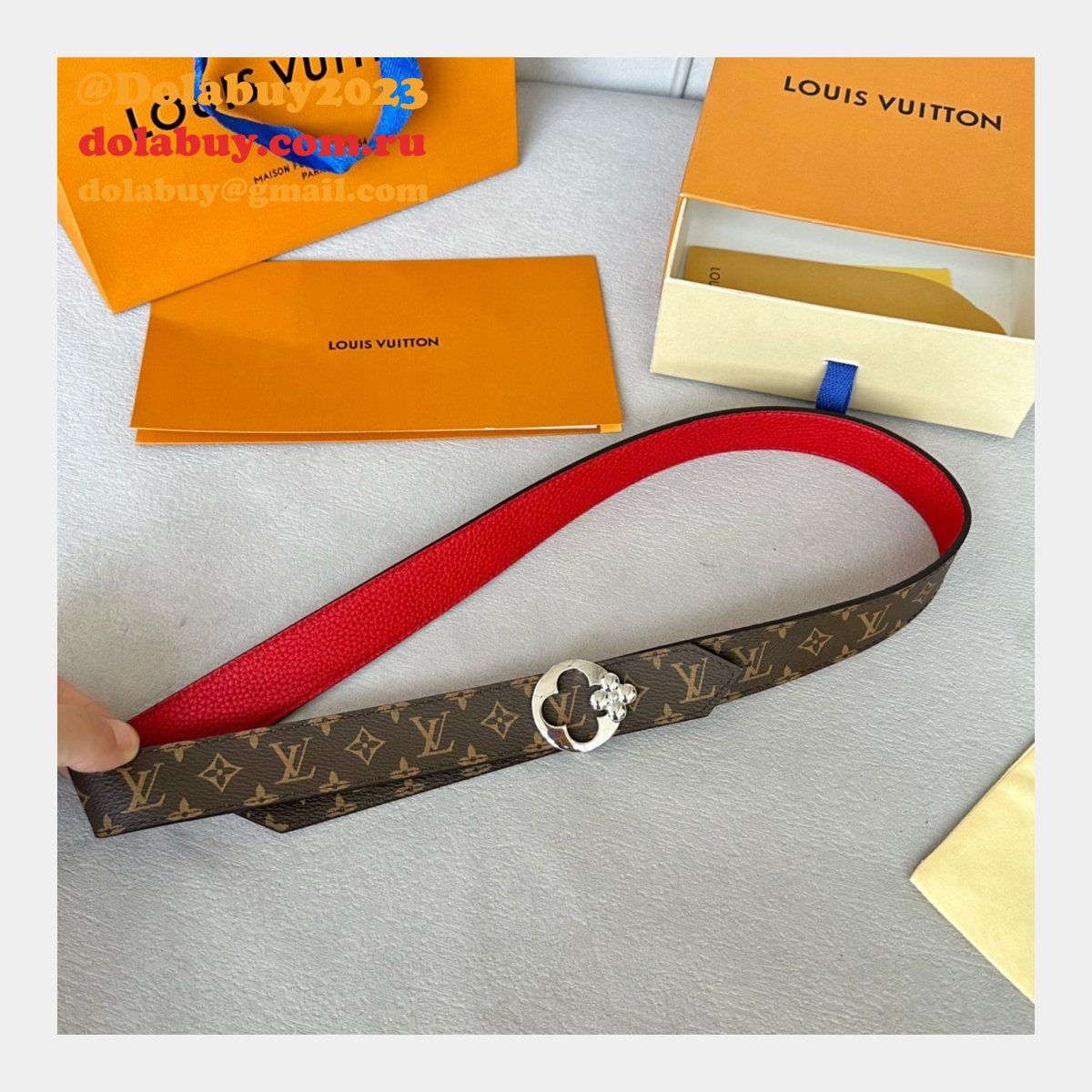 Designer LOUIS VUITTON Women Flowergram Belt 30MM