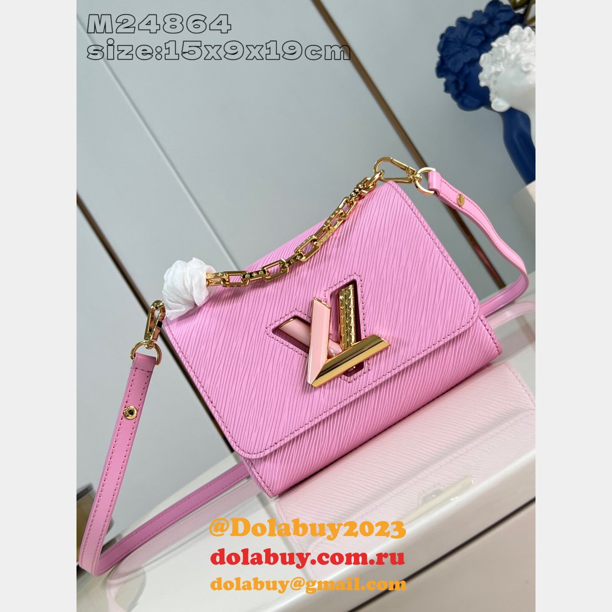 Louis Vuitton Twist M24864 Epi Pink Leather Designer Fake Bag
